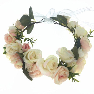 Pink Flowers Crown Festival Headpiece Women Hair Accessories Headdress Girl Baby Crown Floral Garland Wedding Floral Headwear - east2cart.uk