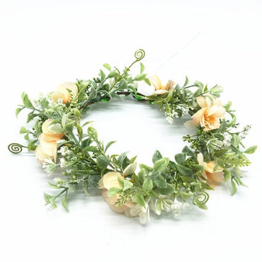 Pink Flowers Crown Festival Headpiece Women Hair Accessories Headdress Girl Baby Crown Floral Garland Wedding Floral Headwear - east2cart.uk