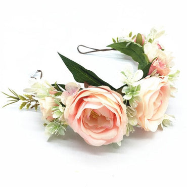 Pink Flowers Crown Festival Headpiece Women Hair Accessories Headdress Girl Baby Crown Floral Garland Wedding Floral Headwear - east2cart.uk