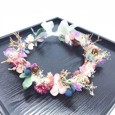 Pink Flowers Crown Festival Headpiece Women Hair Accessories Headdress Girl Baby Crown Floral Garland Wedding Floral Headwear - east2cart.uk