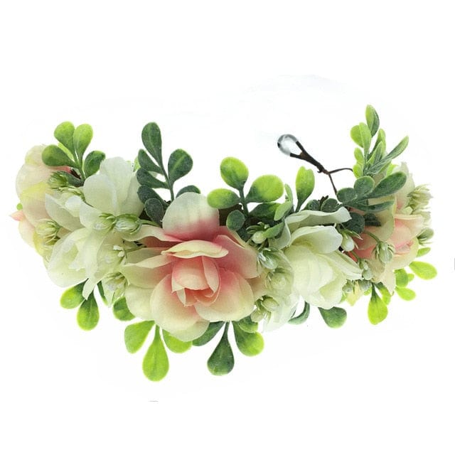 Pink Flowers Crown Festival Headpiece Women Hair Accessories Headdress Girl Baby Crown Floral Garland Wedding Floral Headwear - east2cart.uk