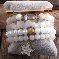 5pc Natural Stone And Crystal Bracelet - east2cart.uk