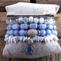 5pc Natural Stone And Crystal Bracelet - east2cart.uk