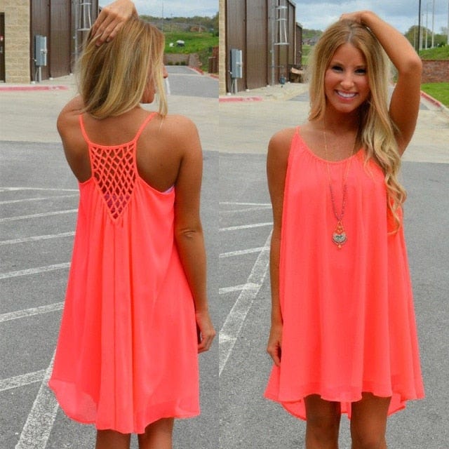 fluorescence summer chiffon dress - east2cart.uk