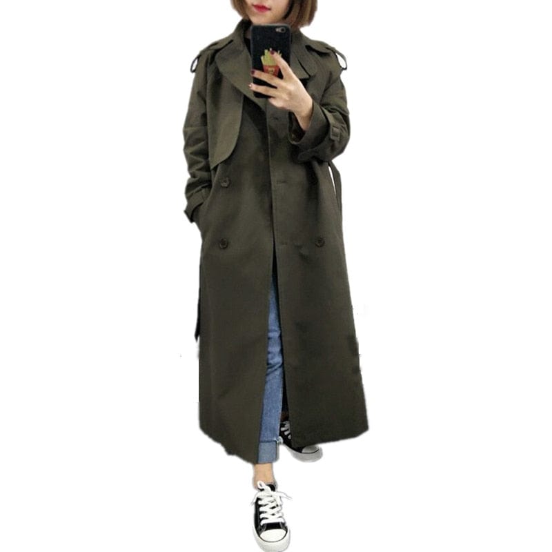 Casual Double breasted Classic Long Trench coat