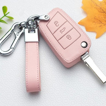 Leather Car Key Cover Protection For Volkswagen