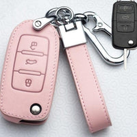 Leather Car Key Cover Protection For Volkswagen