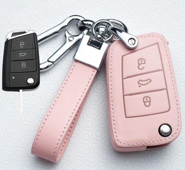 Leather Car Key Cover Protection For Volkswagen