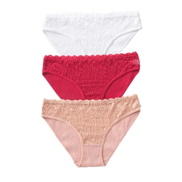 3PCS Ladies Cotton Lace Lingerie - east2cart.uk