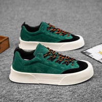 Low cut Breathable Casual Men's Shoes Rubber Sole Harajuku Green Flat Skateboard Shoes Men Fashion Platform Canvas Sneakers Men - east2cart.uk