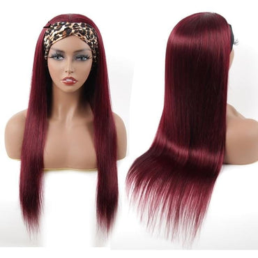 Straight Human Hair Burgundy Wig - east2cart.uk