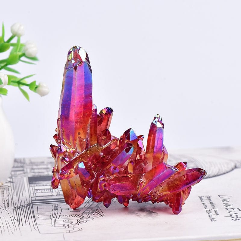 Crystal Quartz Electroplated Colourful  Ornament