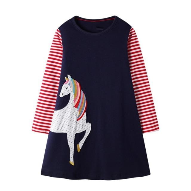 Rainbow Embroidery Girls Hoodie Dress