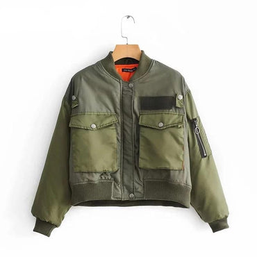 Ladies Military Green Bomber Jacket