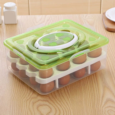 Refrigerator Kitchen Storage Egg Visible Tray Case With 2 Layers 32 Cells Eggs Organizer Box With Lid And Handle Egg Container - east2cart.uk