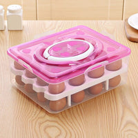 Refrigerator Kitchen Storage Egg Visible Tray Case With 2 Layers 32 Cells Eggs Organizer Box With Lid And Handle Egg Container - east2cart.uk