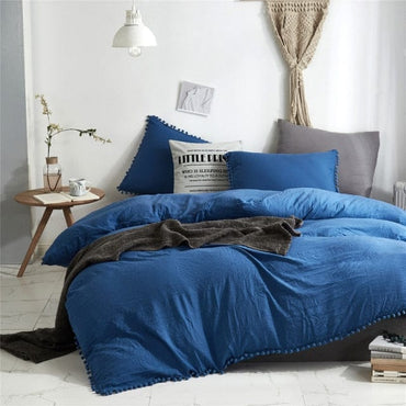 Nordic Simplicity Bedding Set With Pompom Duvet Cover Queen Size Comforter Bedding Sets King High Quality Bed Linen - east2cart.uk