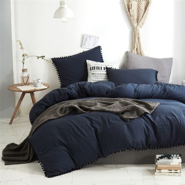 Nordic Simplicity Bedding Set With Pompom Duvet Cover Queen Size Comforter Bedding Sets King High Quality Bed Linen - east2cart.uk