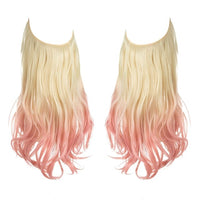 SARLA Natural Synthetic Halo Hair Extensions No Clip In Artificial Fake Ombre Blonde Brown Black Pink Red Wavy False Hair Piece - east2cart.uk