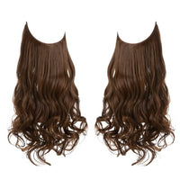 SARLA Natural Synthetic Halo Hair Extensions No Clip In Artificial Fake Ombre Blonde Brown Black Pink Red Wavy False Hair Piece - east2cart.uk