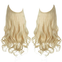 SARLA Natural Synthetic Halo Hair Extensions No Clip In Artificial Fake Ombre Blonde Brown Black Pink Red Wavy False Hair Piece - east2cart.uk