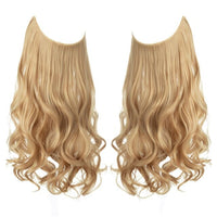 SARLA Natural Synthetic Halo Hair Extensions No Clip In Artificial Fake Ombre Blonde Brown Black Pink Red Wavy False Hair Piece - east2cart.uk