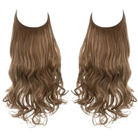 SARLA Natural Synthetic Halo Hair Extensions No Clip In Artificial Fake Ombre Blonde Brown Black Pink Red Wavy False Hair Piece - east2cart.uk