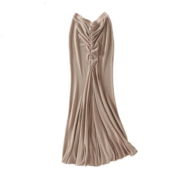 Tight Bodycon Pleated Long Skirt - east2cart.uk