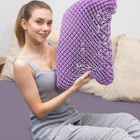 Neck Message Bed Pillow Cool TPE High Elasticity Orthopedic Shoulder Pain Protection Cervical with Cover For Sleep Travel Purple - east2cart.uk