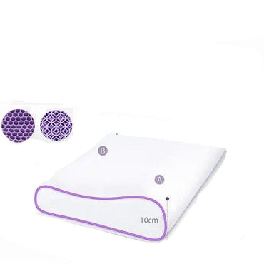 Neck Message Bed Pillow Cool TPE High Elasticity Orthopedic Shoulder Pain Protection Cervical with Cover For Sleep Travel Purple - east2cart.uk