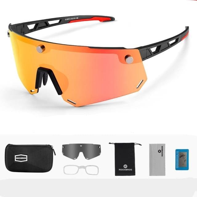 ROCKBROS Polarized Sports Men Sunglasses Road Cycling Glasses Mountain Bike Bicycle Riding Protection Goggles Eyewear 5 Lens - east2cart.uk