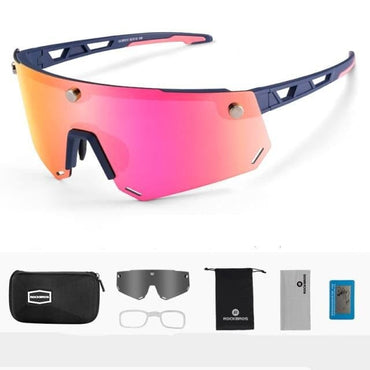 ROCKBROS Polarized Sports Men Sunglasses Road Cycling Glasses Mountain Bike Bicycle Riding Protection Goggles Eyewear 5 Lens - east2cart.uk