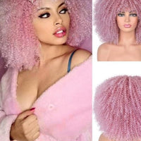 14"Short Afro Kinky Curly Wigs With Bangs - east2cart.uk