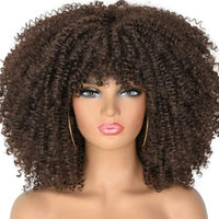 14"Short Afro Kinky Curly Wigs With Bangs - east2cart.uk