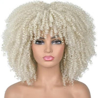 14"Short Afro Kinky Curly Wigs With Bangs - east2cart.uk