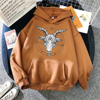 Gothic Occult Print Loose Sweatshirt