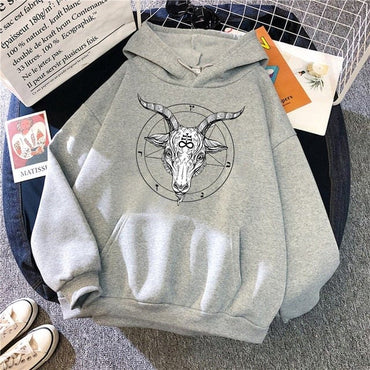 Gothic Occult Print Loose Sweatshirt