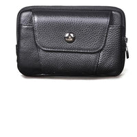 Real Leather men Casual Design Small Waist Bag Cowhide Fashion Hook Bum Bag Waist Belt Pack Cigarette Case 5.5" Phone Pouch 1609 - east2cart.uk