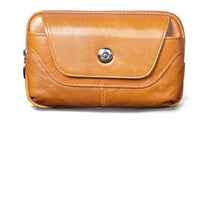 Real Leather men Casual Design Small Waist Bag Cowhide Fashion Hook Bum Bag Waist Belt Pack Cigarette Case 5.5" Phone Pouch 1609 - east2cart.uk