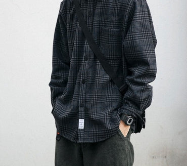 Thick Woolen Plaid Shirt