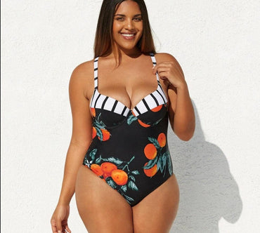 SEASELFIE Plus Size Underwire Push Up Print One Piece Swimsuit Women Large Size Monokini Bathing Suit 2021 New Beach Swimwear - east2cart.uk