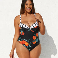 SEASELFIE Plus Size Underwire Push Up Print One Piece Swimsuit Women Large Size Monokini Bathing Suit 2021 New Beach Swimwear - east2cart.uk