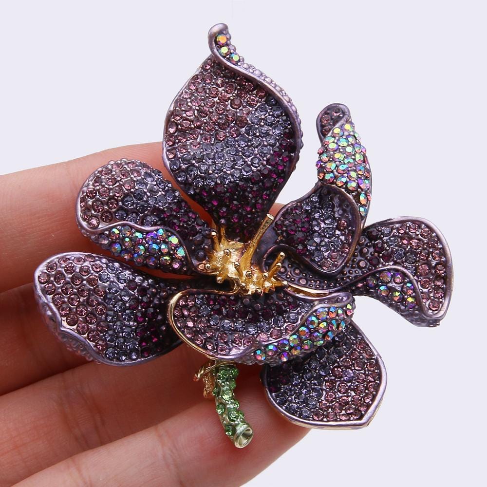 брошь Brooch Women Orchid Flower Broche Femme Bouquet Neckband Clip Collar 2021 Fashion Jewelry Enamel Pin Badge Wedding Gift - east2cart.uk