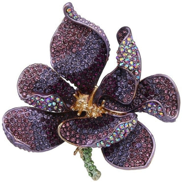 брошь Brooch Women Orchid Flower Broche Femme Bouquet Neckband Clip Collar 2021 Fashion Jewelry Enamel Pin Badge Wedding Gift - east2cart.uk