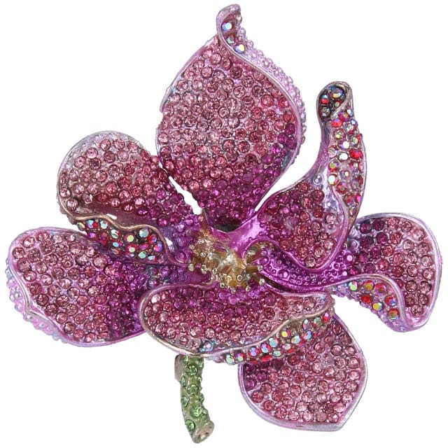 брошь Brooch Women Orchid Flower Broche Femme Bouquet Neckband Clip Collar 2021 Fashion Jewelry Enamel Pin Badge Wedding Gift - east2cart.uk