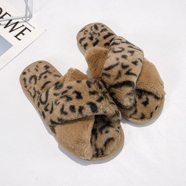 Winter Women House Slippers Faux Fur Fashion Warm Shoes Woman Slip on Flats Female Slides Black Pink cozy home  furry slippers - east2cart.uk