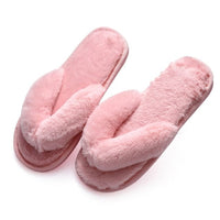 Winter Women House Slippers Faux Fur Fashion Warm Shoes Woman Slip on Flats Female Slides Black Pink cozy home  furry slippers - east2cart.uk