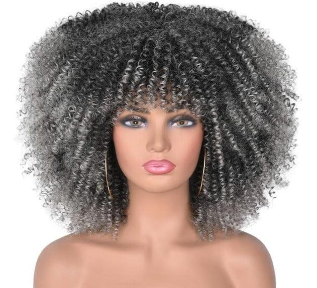 Short Afro Kinky Curly Wigs With Bangs For Black Women Blonde Mixed Brown Synthetic Cosplay African Wigs Heat Resistant Lizzy - east2cart.uk