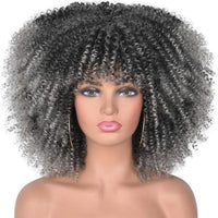 Short Afro Kinky Curly Wigs With Bangs For Black Women Blonde Mixed Brown Synthetic Cosplay African Wigs Heat Resistant Lizzy - east2cart.uk