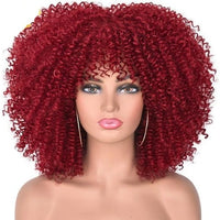 Short Afro Kinky Curly Wigs With Bangs For Black Women Blonde Mixed Brown Synthetic Cosplay African Wigs Heat Resistant Lizzy - east2cart.uk